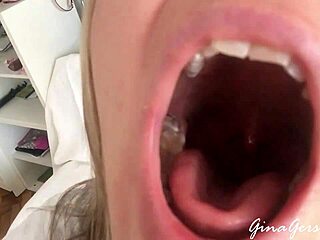skinny teen blonde homemade tongue saliva throat fetish play