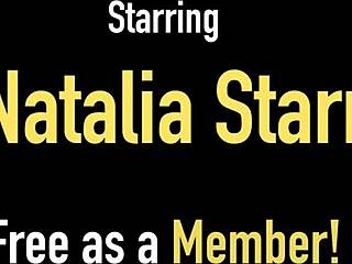 Big boobed Natalia Starr dildo plays by grand piano