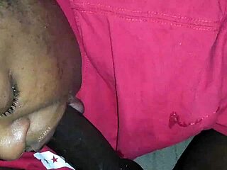 she gagged hard on that big black cock during sloppy deepthroat session, choking with every thrust