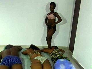 bbw ebony milf wakes group for hairy pussy bbc orgy fuckfest