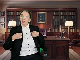 Busty mature milf MariaOld plays hypnotic control role as principal tricked by bully using secret weapon for solo masturbation.