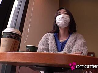 mayumi flashes hairy wet pussy bent over in doggystyle exhibition