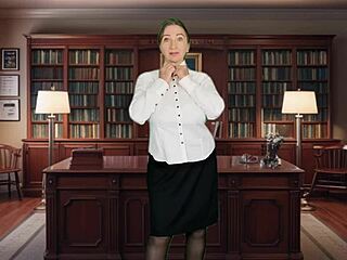 Busty mature milf MariaOld plays hypnotic control role as principal tricked by bully using secret weapon for solo masturbation.