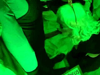 latina shemale in lingerie and heels performs deepthroat on client as prostitute