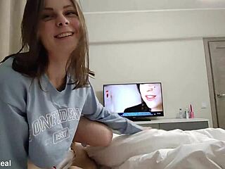 cutie stepsis nerd grinds my cock won't let watch tv!