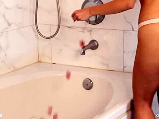 Two Busty Lesbian Teens Lick Wet Pussies in Steamy Shower Tease
