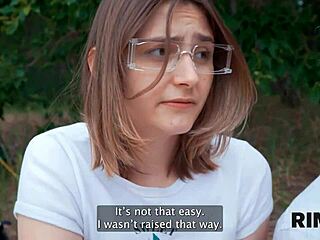 Rimming fantasy explodes! Russian teen learns ass lick and fuck outdoors!