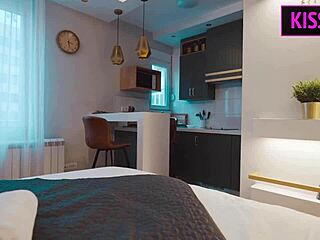 stepson strips stepmom in shared bed and fucks her tight