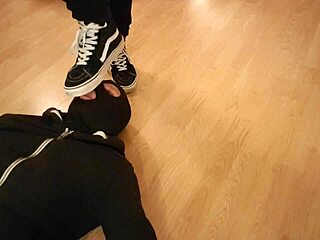 mistress makes him eat from under her dirty sneakers