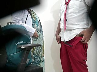 Doctor woman publicly inspects schoolboy's throbbing cock in hospital flash
