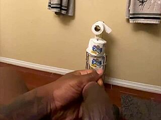 I Stroke Huge Black Cock Till Precum Drips in Homemade Solo Tease