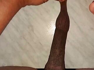 drip wax on my long tattooed foreskin penis gets rock hard aroused
