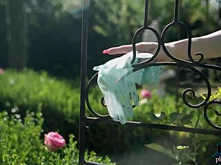 Miranda's hard body strips lingerie outdoors for playboy