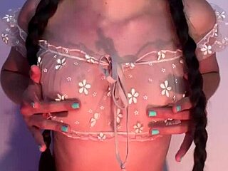 Young colombian girlfriend plays solo and relaxes