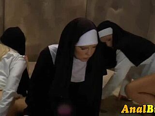 Lesbian Nuns Gape Asses with Dildos and Fingers HD!
