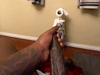 I Stroke Huge Black Cock Till Precum Drips in Homemade Solo Tease