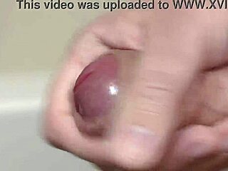 His cock spurts cum deliciously in slow motion