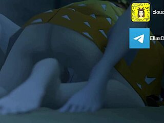 nezuko chokes on zenitsu's monster deepthroat in hentai?