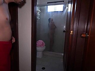 stepbro catches curvy stepsis showering, bends her big ass over for rough taboo pussy ride. cum on huge natural tits follows deepthroat
