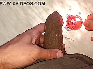 drip wax on my long tattooed foreskin penis gets rock hard aroused