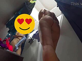 hidden cam spies curvy milf's hairy pussy under short dress in fitting room