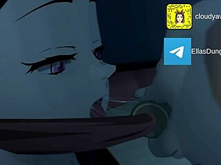 nezuko chokes on zenitsu's monster deepthroat in hentai?