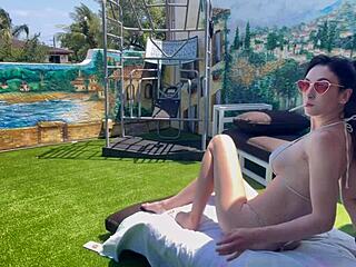 Horny Italian MILF Artemisia Love Bares Perfect Bikini Tits on Outdoor Holiday