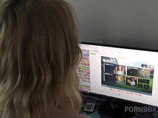 blonde teen slut learns deepthroat lesson from huge cock dom