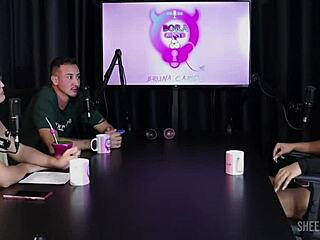 compilados da val mineirinha no bora cast com bruna carlos... sheer red lingerie heat!