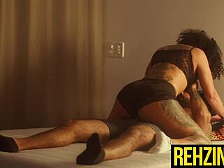 rehzinha sneaks in coworker hotel room for rough bbc pounding