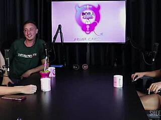 compilados da val mineirinha no bora cast com bruna carlos... sheer red lingerie heat!