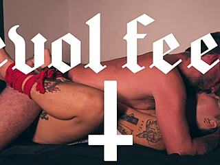 Foot fucks tight pussy gagging cum explosion!