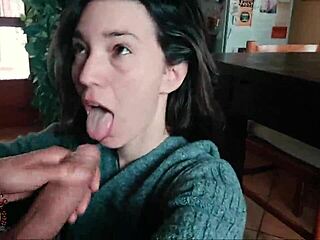 Valentine's Babe Swallows Huge Morning Cock Cum