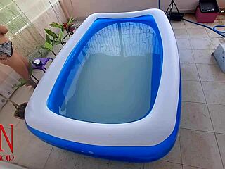 does regina noir suck cock underwater before rough pool domination bent over?