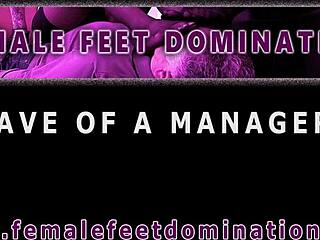 Young Secretary Forces Slave Smell Stinky Feet Bondage!