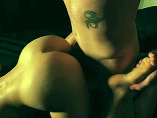 Foot fucks tight pussy gagging cum explosion!