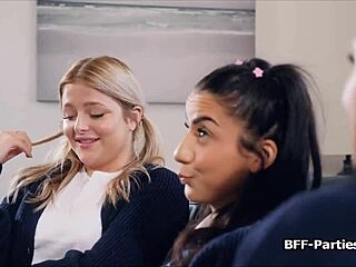 Besties Share Boyfriend's Big Dick in Hardcore Group Cowgirl Titty Fuck