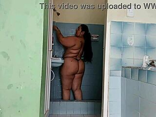 Taking a steamy bath while stepbro peeks through the door part one