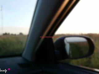 Horny taxi driver pounds blonde against car at sunset?