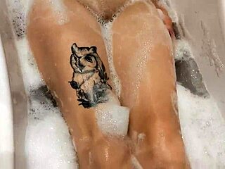 big tits babe teases shaved pussy bathroom 😏🛁