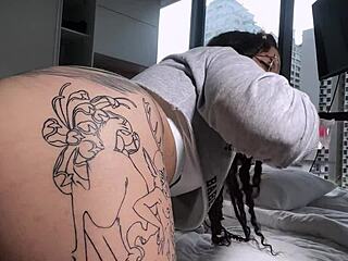 a nerdy curly brunette fingers her hairy pierced pussy till she squirts wildly