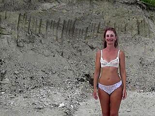 SOAP BUBBLES DRIP ON MATURE CROSSDRESSER'S SEE-THROUGH BIKINI