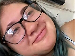 Nerdy emo teen chokes on BBC craving daddy's cum mouthful!