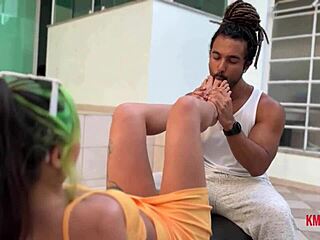 latina slut uses bare feet for footjob then rides pov till covered