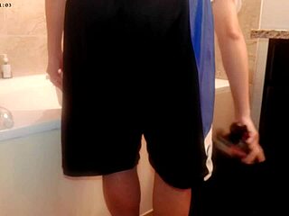 hey we're just tidying the bathroom real quick today