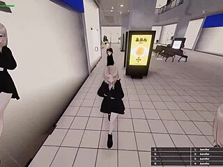 exhibitionist anime slut cums wildly in public hentai game!