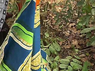 Curvy ebony with huge saggy tits bent over bush holiday but what happens next?