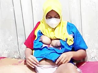 Hairy Hijab Girl Indomaret Dildo Masturbation Before Work