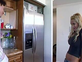 Blonde Big Fake Tits Lady Fucks Kitchen Cowgirl Titty Fuck Cum Facial
