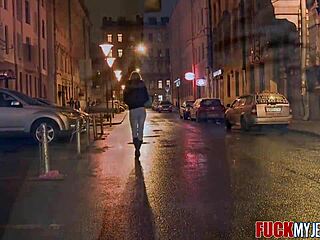 Petite Blonde Model Assfucked Doggystyle in Tight Jeans by Monster Cock